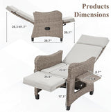 HOMREST Outdoor Recliner Chair with Flip-up Table, Wicker Reclining Chair with 150°Adjustable Backrest - Photo 2