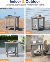 YEFU Outdoor Side Table for Patio: 16" HIPS Weather - Resistant Adirondack Tables - Waterproof Small Square End Tables - Photo 7