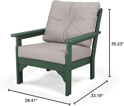 POLYWOOD® Vineyard Deep Seating Chair in Green/Weathered Tweed