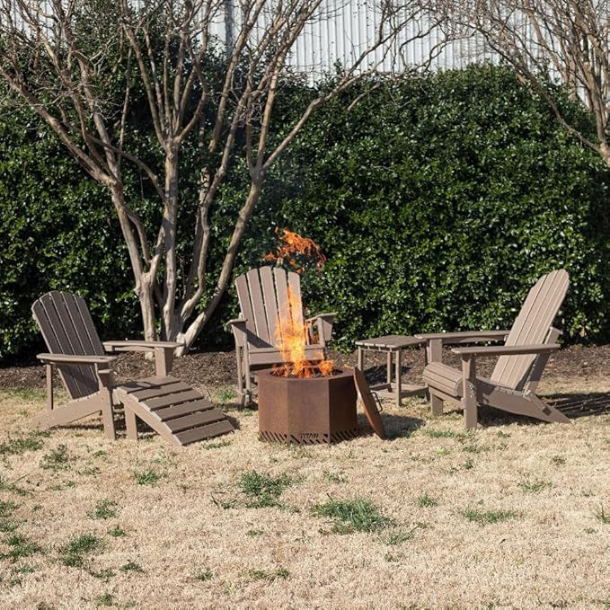 TITAN GREAT OUTDOORS Everwood Hilltop Driftwood Curve Back Poly Adirondack Ottoman