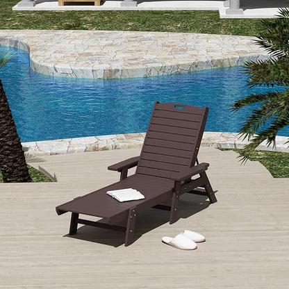WestinTrends Malibu Poly Reclining Chaise Lounge Dark Brown