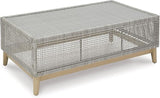 Signature Design by Ashley Seton Creek Casual Resin Wicker Outdoor Coffee Table with Tempered Glass Tabletop - Photo 1