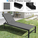 Tangkula Aluminum Lounge Chair Outdoor, Patio Adjustable Chaise Lounge with 6-Position Backrest, Aluminum Frame - Photo 8