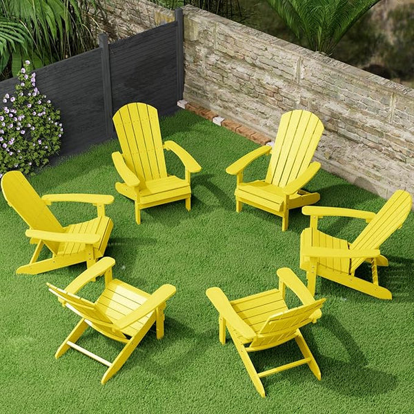 YEFU Adirondack Chairs Set of 6: Plastic Adirondack Chairs - Patio Chairs with Wood Texture - Outdoor Chair HIPS - Lawn - Photo 1