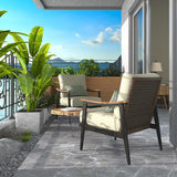 NATURAL EXPRESSIONS Patio Sofa Outdoor Furniture Metal Chair with Wicker Backrest & 6 Inches Cushion for Front, Porch - Photo 8