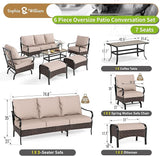 Sophia & William Metal Patio Furniture Set, 7 Seats Outdoor Conversation Set with 3-Seater Sofa, 2 Motion Chairs - Photo 6