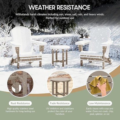 WestinTrends Dylan Adirondack Round Outdoor Side Table, Weathered Wood