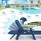 nalone HDPE Chaise Lounge Chair Outdoor with Wheels & Cup Holder, Pool Lounge Chairs with 5-Position Adjustable Backrest - Photo 4