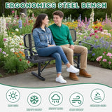 Ceridwen Outdoor Benches Heavy Duty Steel Frame Park Bench with Backrest Bench - Photo 4