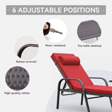 3 Pieces Patio Chaise Lounge Set Outdoor PE Rattan Armrest Lounge Chair Adjustable Backrest Reclining Chair with - Photo 5
