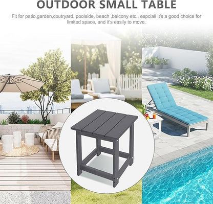 LZRS Adirondack Square Outdoor Side Table for Patio, Pool Composite Patio Table,HDPE End Tables for Backyard,Pool, Indoor Companion, Easy Maintenance & Weather Resistant(Grey)
