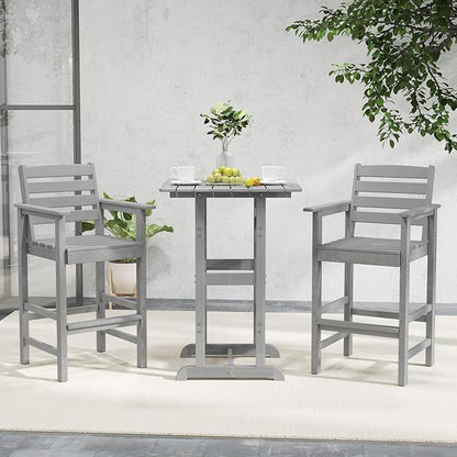 Tangkula Patio Adirondack Chairs Set of 4, HDPE Bar Height Chair with Wide Armrests & Footrest, Outdoor High-Top Slatted Bar Chairs with Backrest for Backyard, Lawn, Poolside (Grey)