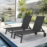 EROMMY Outdoor Lounge Chairs Set of 2 with Wheels – Adjustable Backrest Chaise Lounge - Photo 7