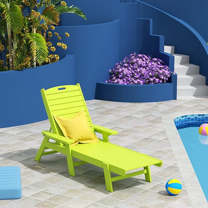 WO WESTIN OUTDOOR HDPE Laguna Poly Reclining Chaise Lounge, Lime