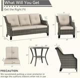 5 Piece Patio Furniture Set, 3-Seater Couch, 2 Chairs and 2 Side Tables - Photo 2