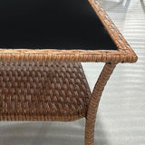 Outsunny Rattan Side Table, Outdoor End Table with Storage Shelf, Aluminum Frame Square - Photo 7