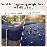 RADIATA 51.2" Outdoor Loveseat Sofa Bed, PE Wicker Patio Daybed with 2-Person Double Chaise Lounge - Photo 7