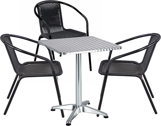 BTEXPERT Set of 2, Indoor Outdoor 27.5" Square Restaurant Table for Patio Stainless Steel Silver Aluminum Furniture - Photo 6