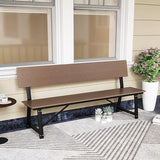 Giantex 72 Inches 4-Person Outdoor Bench with Weatherproof HDPE Backrest & Seat, Heavy Duty Metal Frame - Photo 4