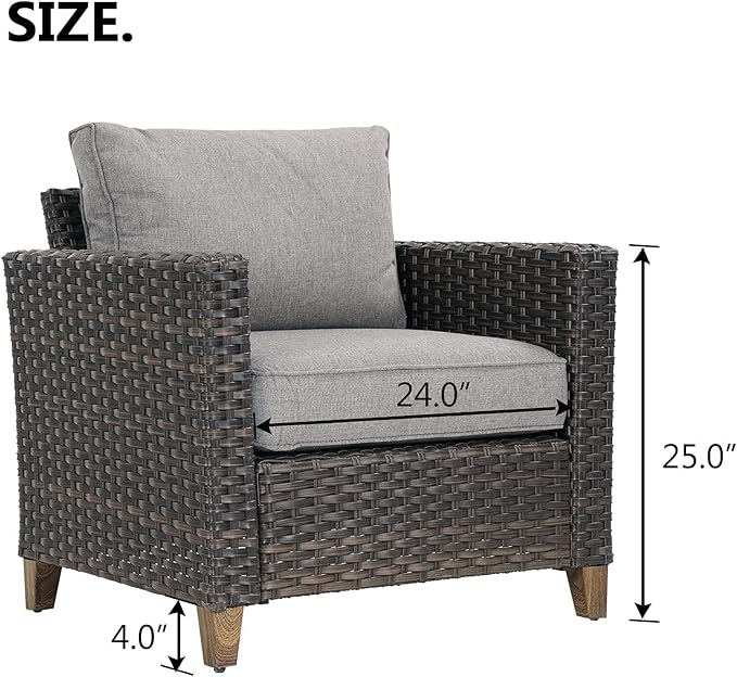 Grand patio Outdoor Rattan Couch Sofa Cushions, Dark Grey Sofa Set for 2 PCS - Photo 8