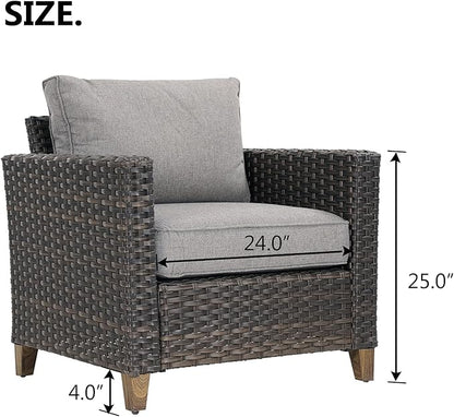 Grand patio Outdoor Rattan Couch Sofa Cushions, Dark Grey Sofa Set for 2 PCS, All Weather Hand Woven Rattan Sofa Patio Furniture Set for Porch, Garden, Backyard, Patio, Balcony,Lawn, Poolside (2 PCS)