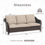 3 Piece Patio Wicker Conversation Set, All-Weather Use Outdoor Wicker Sofa with 2 PE Rattan 360 Swivel Chair - Photo 4