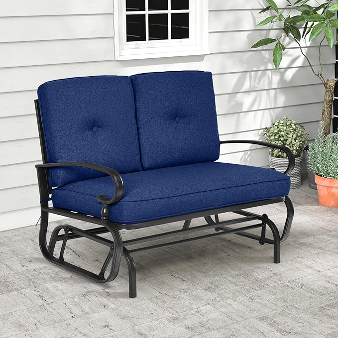 Tangkula Outdoor Swing Glider Chair, Patio Glider Bench for 2 Persons - Photo 6