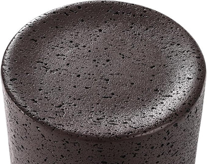 COSIEST Concrete Side Table, Set of 2 Round Outdoor Side Tables, Decorative Garden Stools for Indoor Outdoor, Accent Table Patio Side Table End Table w Spotted, Nesting, Brown