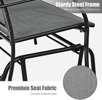 Giantex Patio Glider Benches for Outside, Swing Glider Chair with Steel Frame, 400 LBS Capacity, Patio Swing Rocker, 2-Person Loveseat for Backyard, Poolside, Lawn, Balcony, Porch Glider Bench(Gray)
