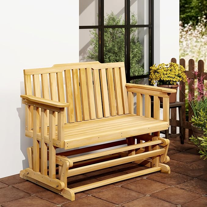 Outsunny 2-Person Patio Swing Glider Bench with Quick Drying Design and Wide Armrest - Photo 9