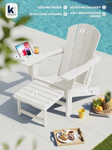 KINGYES Adjustable Folding Adirondack Chair with Footrest & 4-in-1 Multi-Functional Armrest Organizer - Photo 5