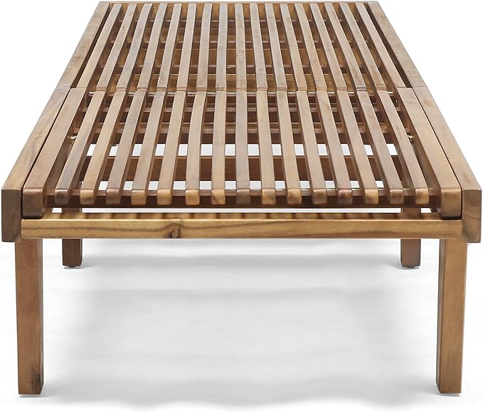 GDFStudio Outdoor Wooden Chaise Lounge, Set of 2 with Teak Finish