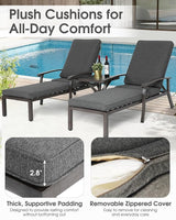 HOMEFUN Chaise Lounge Chair Set of 2, Hand-Finished Wood Grain Cast Aluminum Reclining Loungers with Cushions - Photo 6