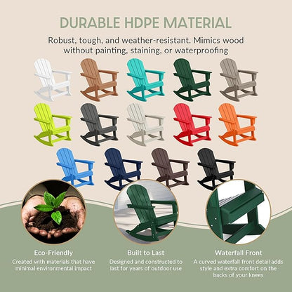 WestinTrends Malibu Outdoor/Patio Poly Adirondack Rocking Chair, Dark Green