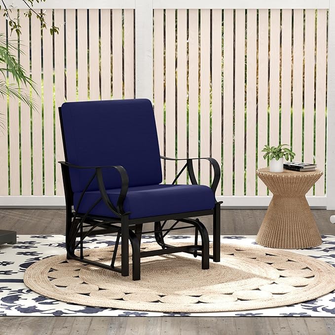 Tangkula Outdoor Patio Glider, Metal Framed Gliding Chair with Cushion - Photo 4