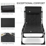 Outsunny Padded Folding Chaise Lounge Chair, Outdoor 6-Level Reclining Camping Tanning Chair with Headrest for Beach - Photo 5
