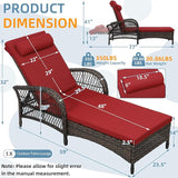 Outdoor Chaise Lounge Chair, PE Wicker Long Recliner Patio Lounge Chair with Cushion - Photo 2