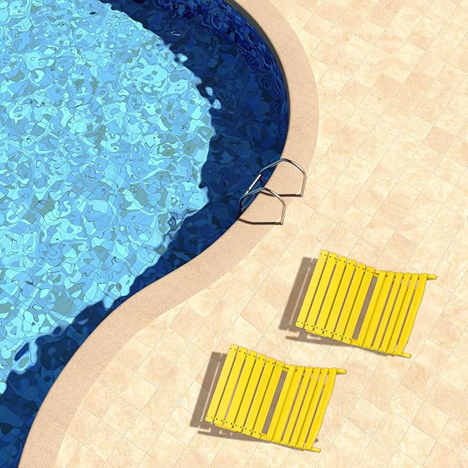 GREENVINES Folding-Xavier-Chairs Set of 2 | Wave | Portable Adirondack-Chair | HDPE Plastic | All Weather Fire-Pit Chair | Yellow | for Beach Outdoor Deck Poolside Garden Patio Porch Fishing