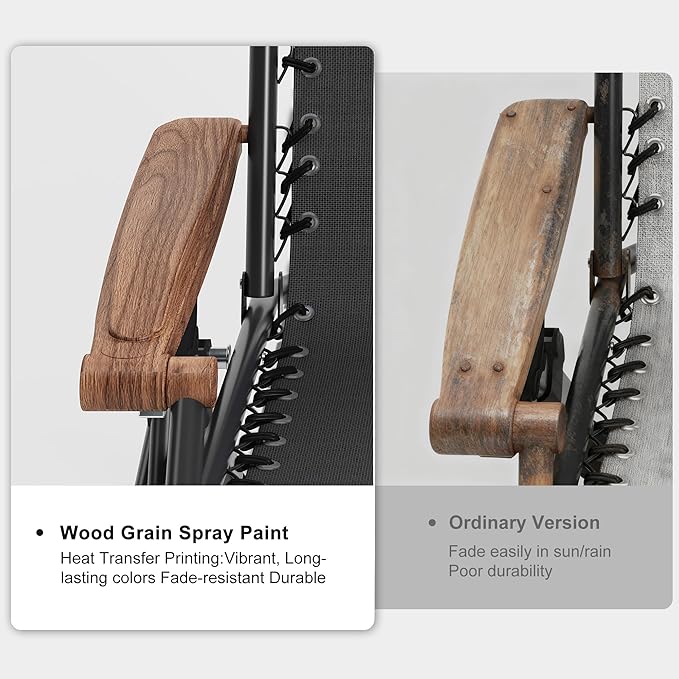 PURPLE LEAF Extra Wide Outdoor Reclining Chair Patio Zero Gravity Chaise Lounge Folding Chair with Removable Cushion Adjustable Headrest for Lawn Camping Beach Pool Black