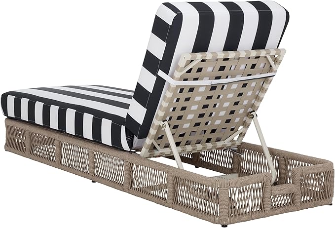SAFAVIEH Outdoor Patio Furniture Collection - Gillian Heather Tan Rope Daybed, Navy Stripe Cushion, Coastal Sunlounger - Photo 8