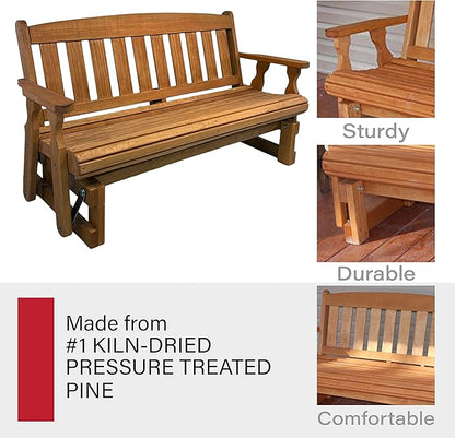 Amish Casual Heavy Duty 800 Lb Mission Pressure Treated Porch Glider (4 Foot, Cedar Stain)