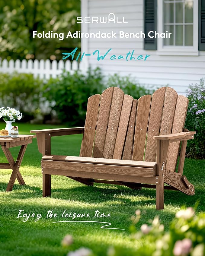 SERWALL 3 Pieces Patio Adirondack Bench Set - Photo 9