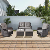 Rilyson Wicker Patio Furniture Set - 5 Piece Rattan Outdoor Sectional Conversation Sets with 2 Rocking Swivel Chairs - Photo 8