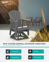 SERWALL Adirondack Swivel Glider Chair, HDPE Outdoor Glider Set of 2, All-Weather Glider Chair for Porch, Balcony - Photo 5