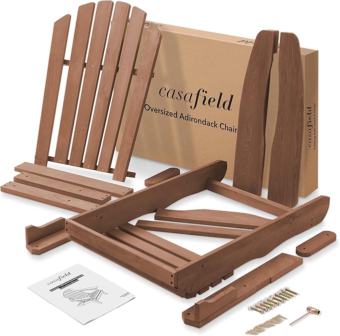 Casafield Oversized Folding Adirondack Chair, Cedar Wood Outdoor Fire Pit Lounge Chairs for Patio, Deck, Yard - Photo 7