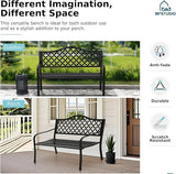 MFSTUDIO Outdoor Metal Bench Set of 2, 50" Black Outdoor Metal Garden Bench - Photo 6