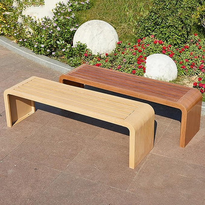 2-Person Outdoor Bench, Metal Garden Benches, Waterproof Garden Seat Slatted Bench, Rectangular Dining Seat for Yard, Park and Balcony(Brown,120x40x45cm/47x16x18in)
