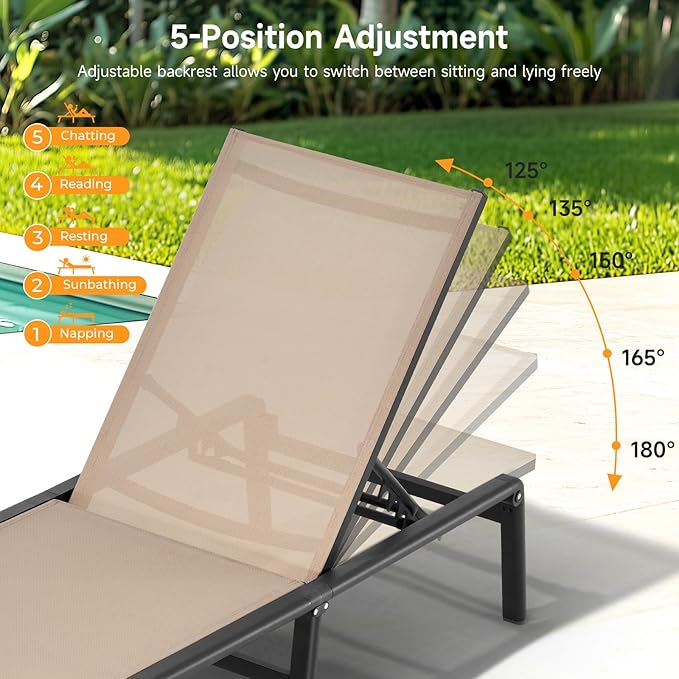 ONBRILL Aluminum Chaise Lounge Chair Outdoor - Photo 6
