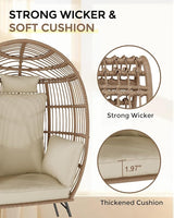 GarveeLife Oversize Wicker Egg Chair with Ottoman, Egg Basket Lounge Chair with Thick Cushion - Photo 4