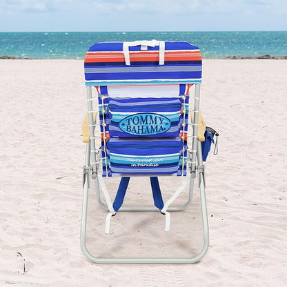 Tommy Bahama Hi-Boy 17" Seat Height 4-Position Lace-Up Suspension Folding Beach Backpack Chair